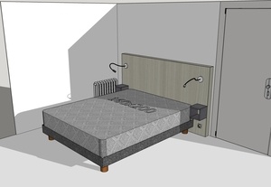 Tête de lit et étagères encastrées Frêne et Valchomat