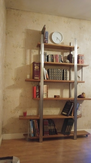 Bibliotheque inox bois exotique