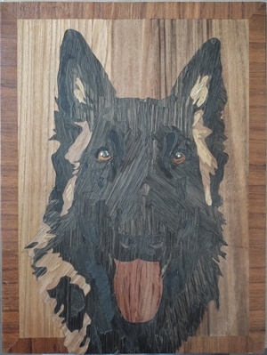 Marqueterie - Temps de chiens (1) - 41cm x 29cm