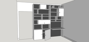 Bibliothèque avec bureau intégré