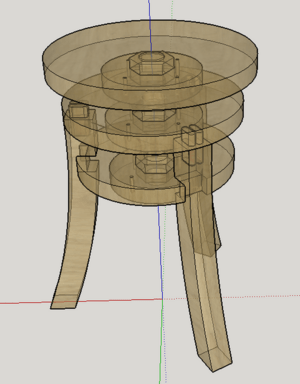 Tabouret réglable en haut, avec grosse tige filetée... M30