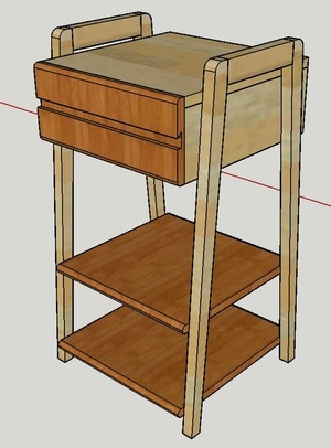 Table de chevet design type années 50