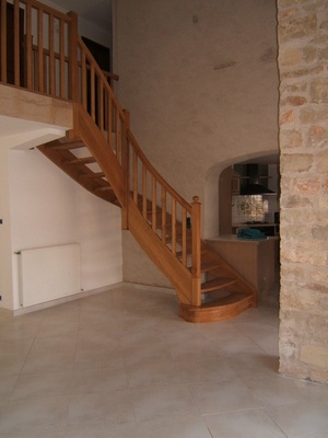Escalier quart tournant en chêne