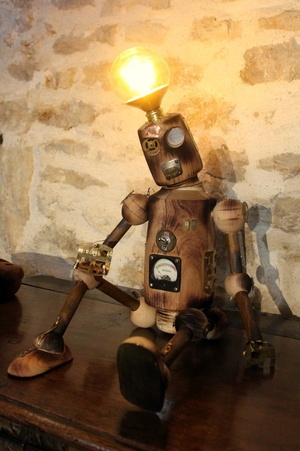 Robot lampe steampunk