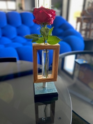 Soliflore bois et verre