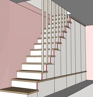 Escalier-Placard avec claustra en barres