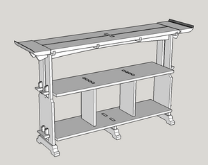 Console en chêne, sans colle ni vis.