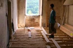 Plancher bois isolé aux copeaux