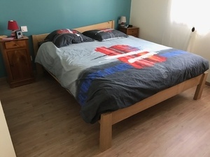 Lit double 160 x 200 en chêne brossé brut