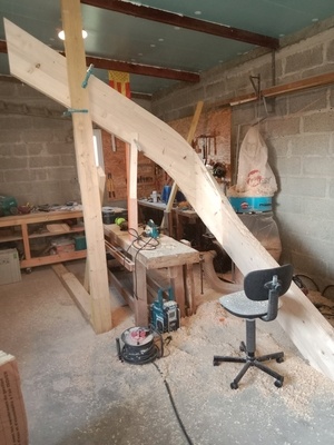 Essai échiffre escalier débillardé 1/4 tournant