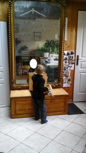 Banc miroir range chaussures