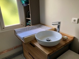 Meuble de salle de bain chêne / OSB / acier