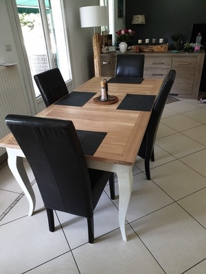 Table style provencal en chêne sur chaniere pottker sans effort avec rallonge