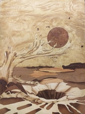 Marqueterie inspirant de l artiste Bernard Jan vernis