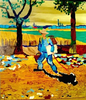Peintre sur la route de Tarascon de Van Gogh (marqueterie 2016)