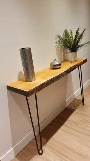 Console merisier / fer forgé