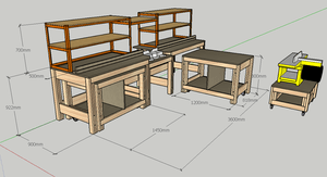 Miter Saw Station with Rolling Workbenches - Banc de scie a onglet radiale avec établi roulant