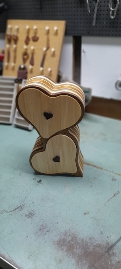 Boîte à bijoux double cœur