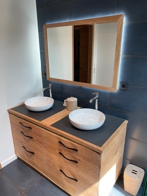 Meuble salle de bain et miroir