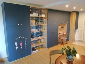 Agencement placard, vaisselier et bureau