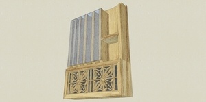 Plan d'un range piles avec modèle kumiko asa-no-ha