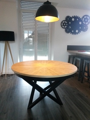 Table ronde bambou extensible