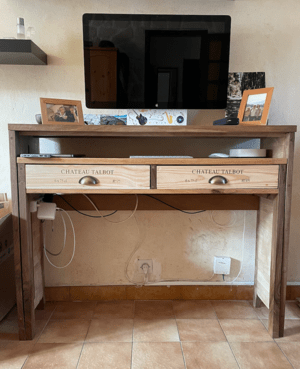 Bureau gigogne en chêne et noyer