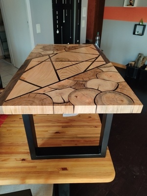 Table basse en rondins