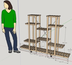 Etagère à plantes sur roulettes