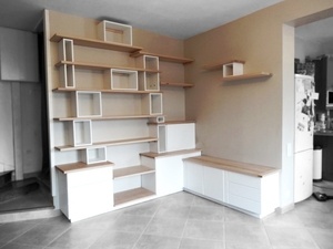 Meuble salon Hêtre et Blanc