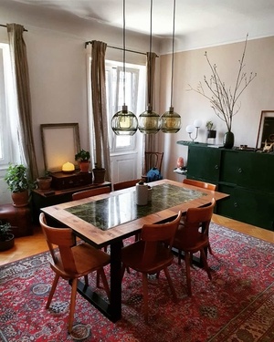 Table salle à manger - Sapin Huilé & Marbre