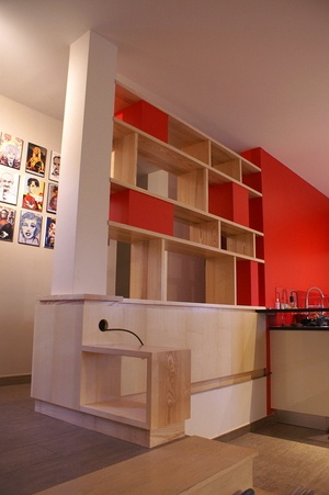 Cloison bibliothèque et rangements