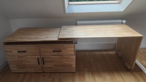 Bureau plateau rotatif en hévéa