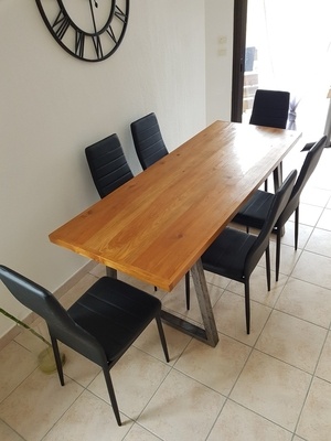 Table Mélèze et acier