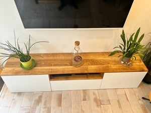 Meuble TV Chêne et Blanc