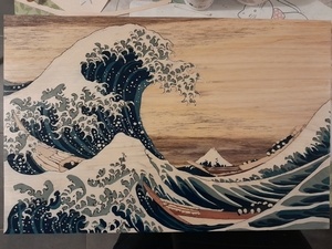Marqueterie -La Grande Vague De Kanagawa- 64cm x 42 cm