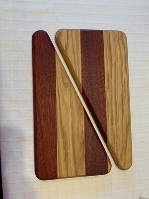 Planches de présentation jumelles en padouk/chêne