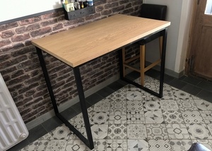 Table haute chêne et métal