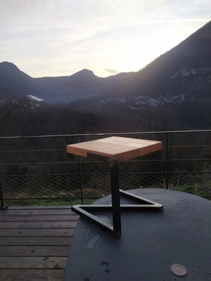 Table de chevet bois metal