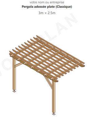 Plans d'une petite pergola adossée plate 3 x 2,5 m ; 16 pages