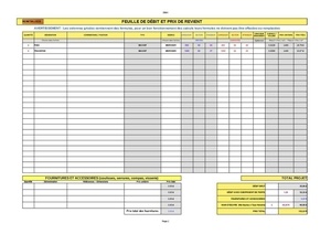 Feuille de débit EXCEL (MS) ou CALC (LO)  avec prix de revient