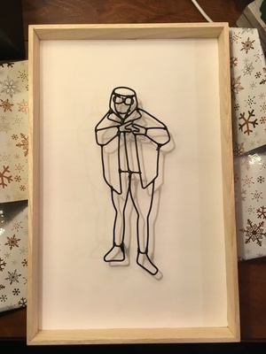 Cadre bois et fil de cuivre