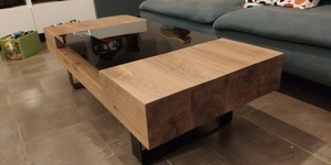 Table basse - Poutres chêne massif