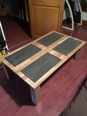 Table basse chêne et béton ciré