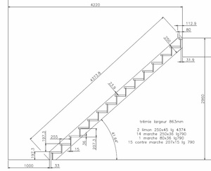Escalier droit avec contremarches