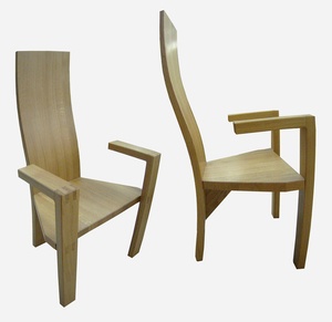 Chaises galbées chêne/frêne-olivier