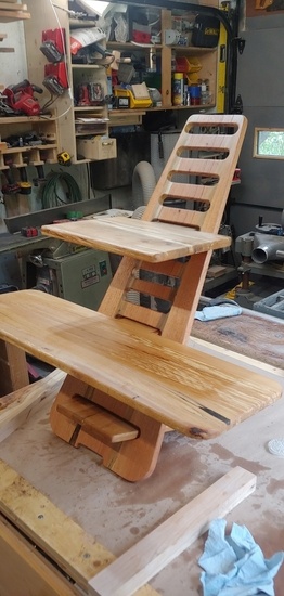 Station d ordinateur pour travail debout acajou et hêtre piqué