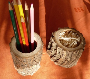 Détenteur pour des crayons et  Vase du bois pour des odeurs agréable de bois