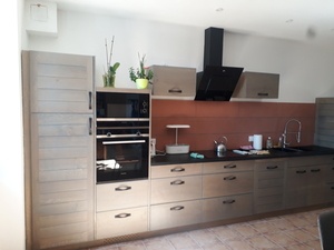 Cuisine façades chêne teinté argent