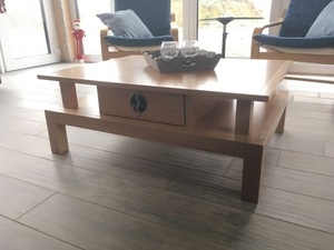 Table de salon, 2 niveaux avec tiroir.